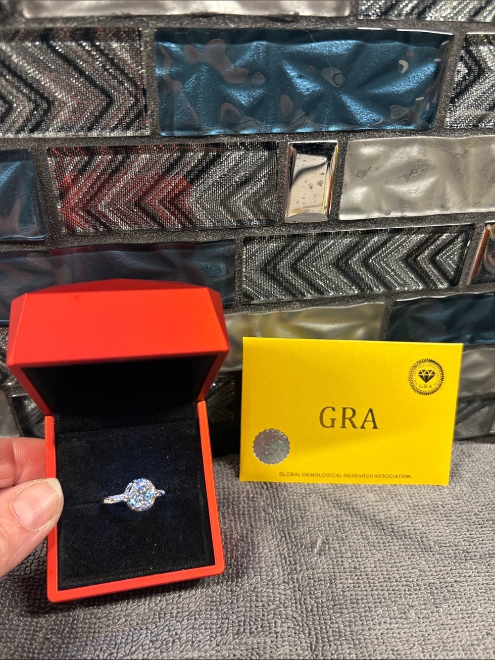 Certified White Diamond Halo Engagement Ring - White